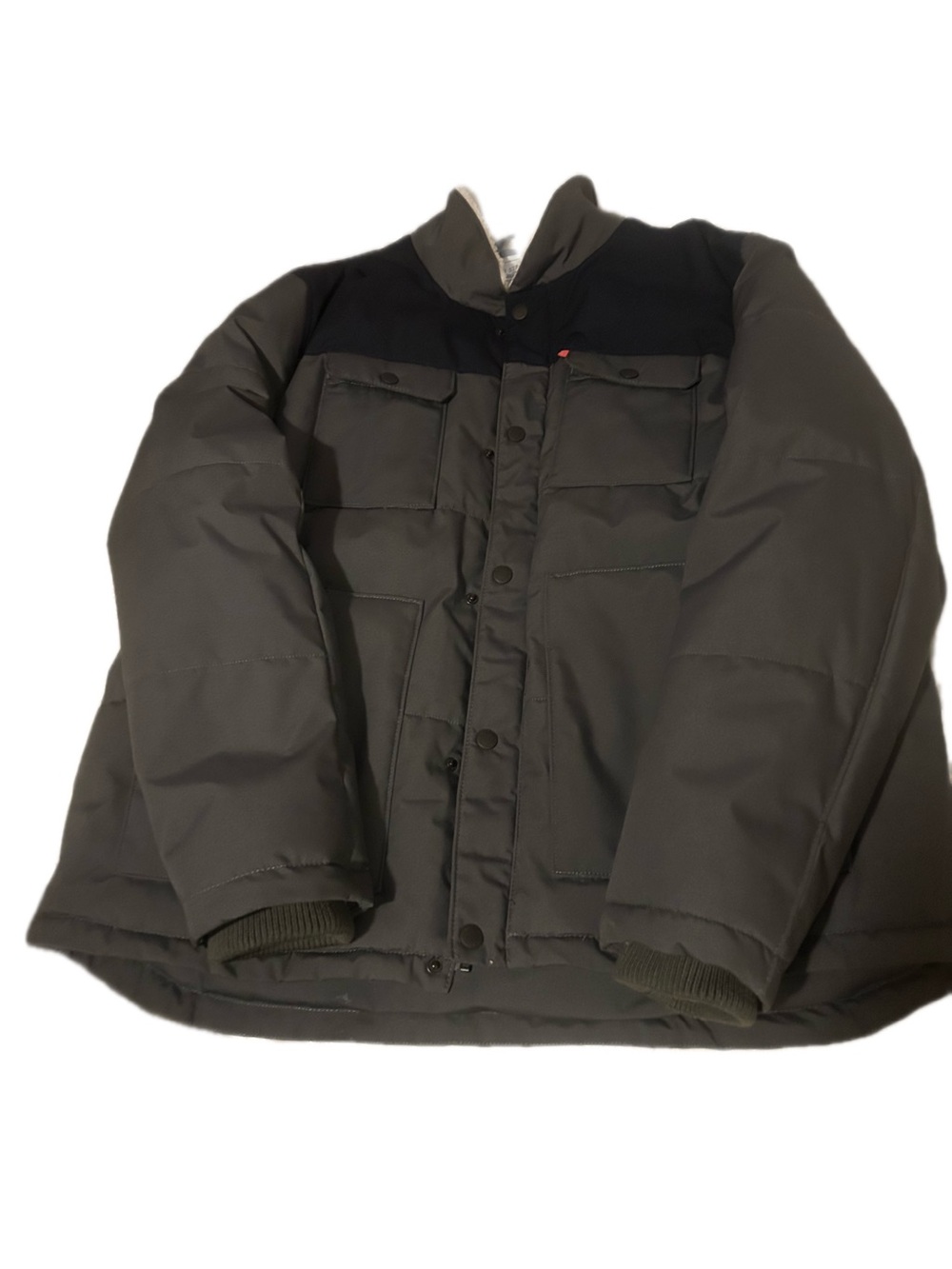 Levi's Olive Green Puffer Jacket with Black Shoulder Yoke